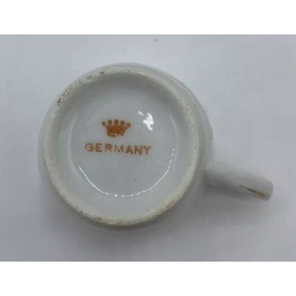 Vtg Demitasse Tea Cup Saucer Germany Crown Mark Floral Gold Tone Trim Regency - Picture 7 of 15